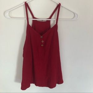red buttoned tank top